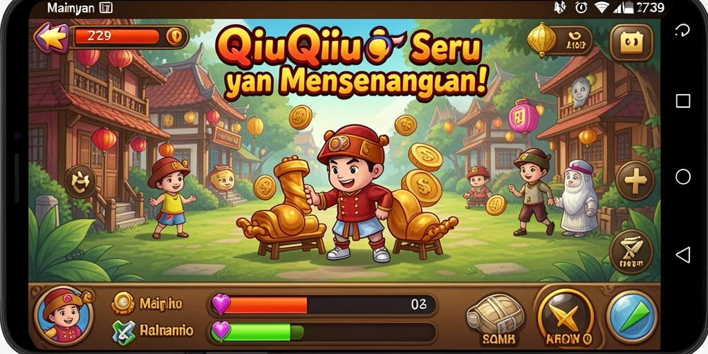 Tampilan gameplay QiuQiu yang seru dan interaktif.
