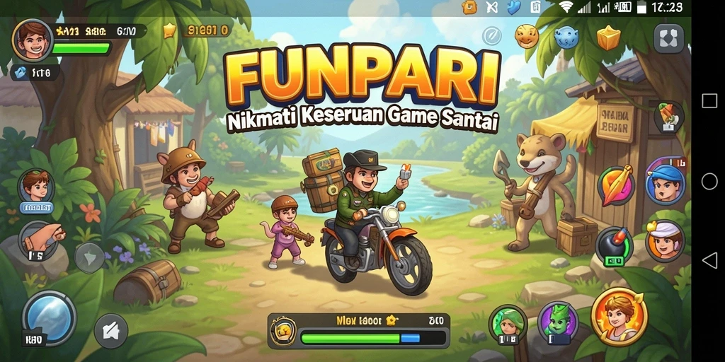 Tampilan gameplay <strong>FUNPARI</strong> yang penuh warna dan menyenangkan.