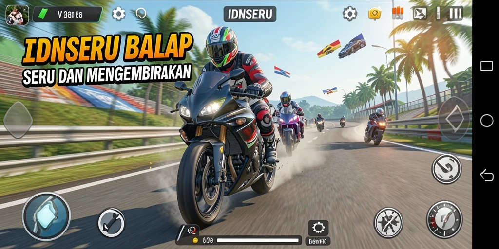 Gameplay balap motor yang mendebarkan di IDNSERU.