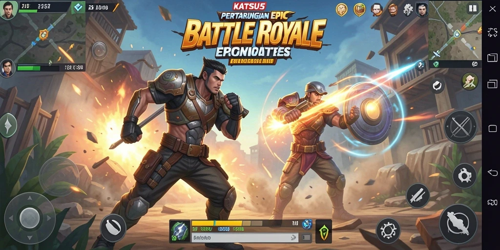 Gameplay seru dan mendebarkan dalam KATSU5 Battle Royale.