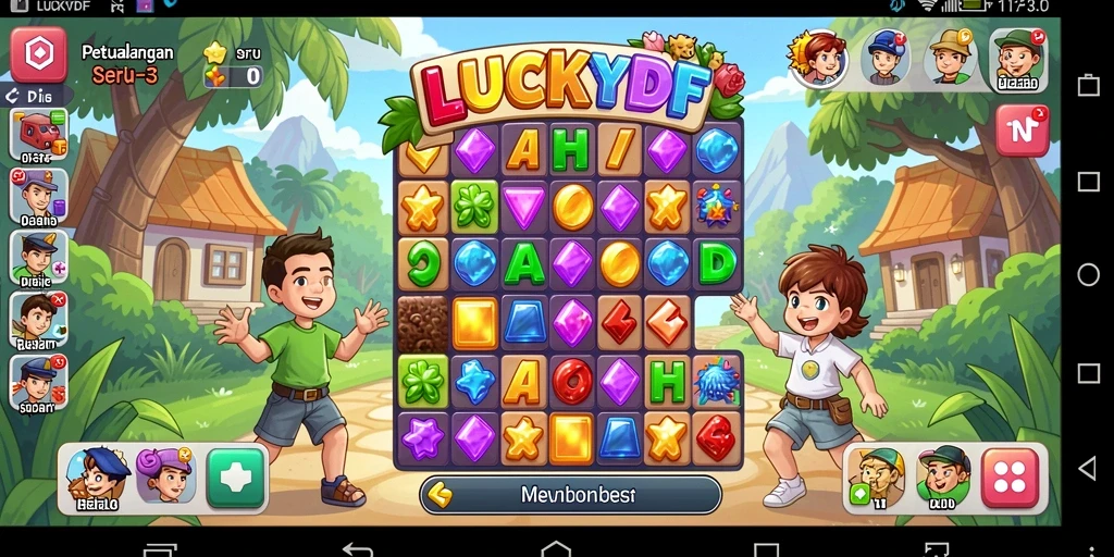 Tampilan permainan LUCKYDF yang penuh warna dan seru.
