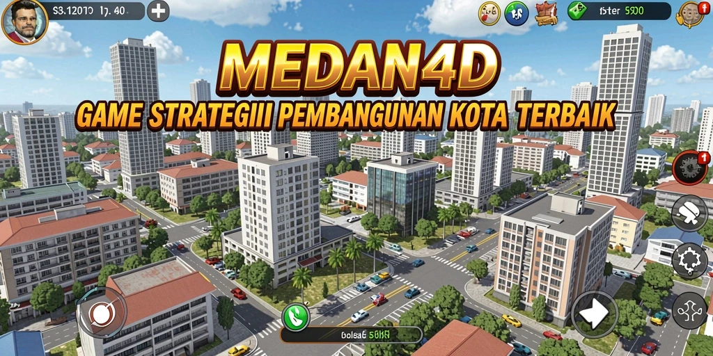 Tampilan gameplay menarik di MEDAN4D dengan desain kota yang kreatif.