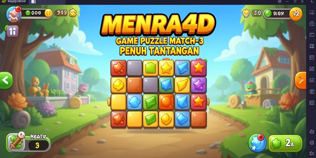 Screenshot gameplay MENARA4D menampilkan aksi seru Match-3.