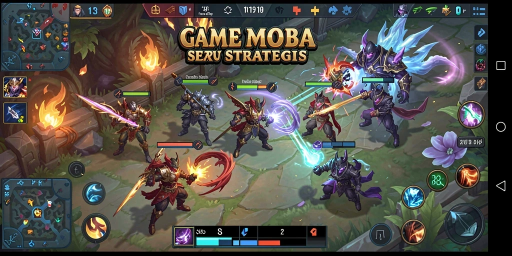 Tampilan seru gameplay RAKYATJP dalam pertempuran MOBA.