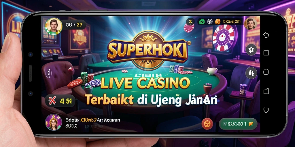 Screenshot SUPERHOKI yang menunjukkan dealer langsung dan gameplay yang menarik.