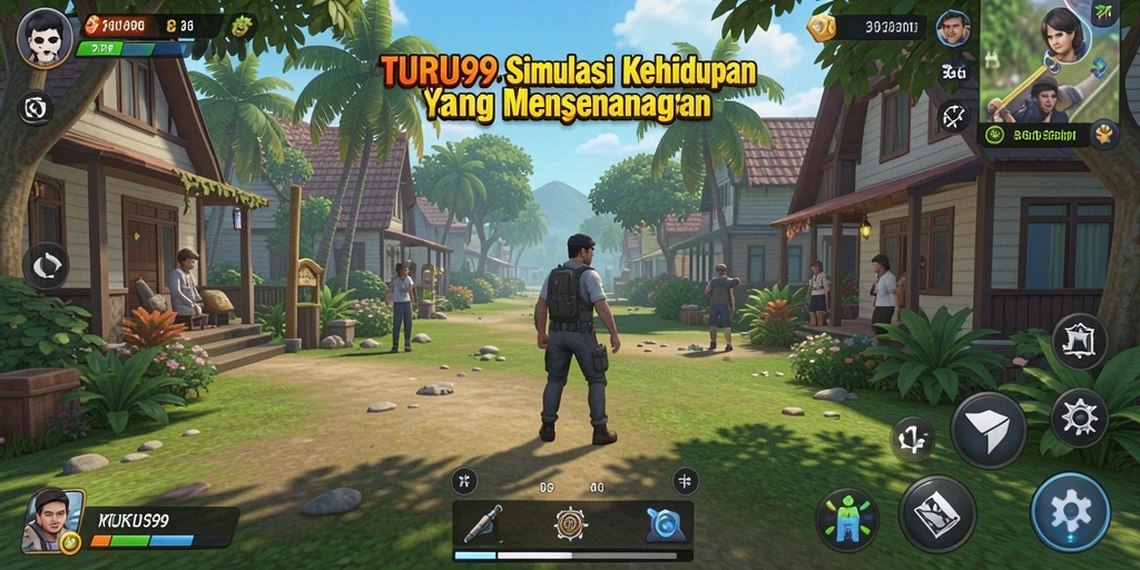 Tampilan gameplay TURU99 dengan berbagai interaksi dalam dunia simulasi.
