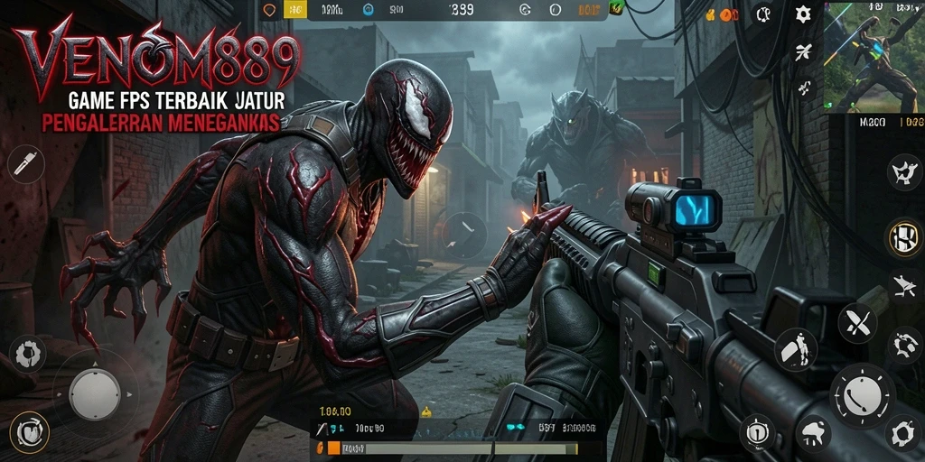Screenshot gameplay VENOM889 dengan aksi tembak-menembak yang intens.