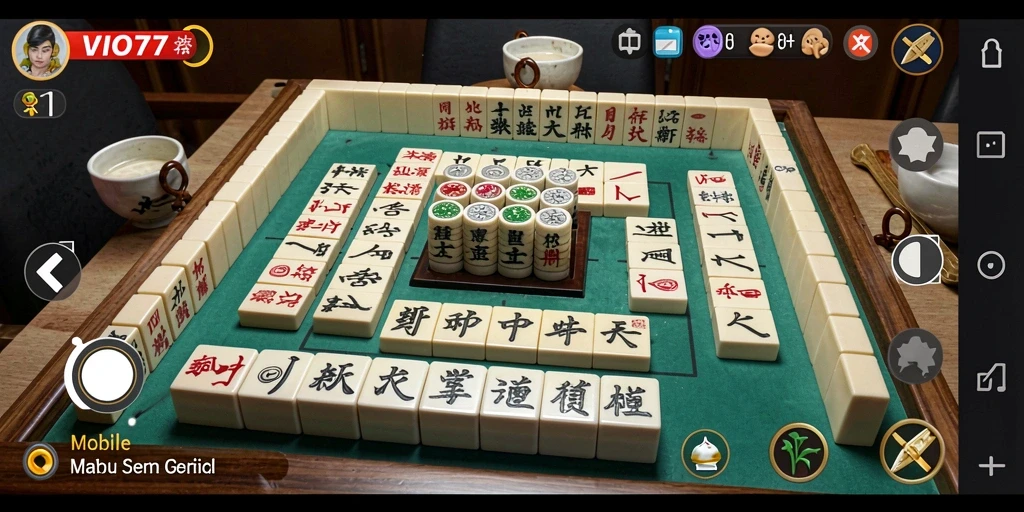 Tampilan gameplay <strong>VIO77</strong> yang menarik dengan ubin Mahjong.